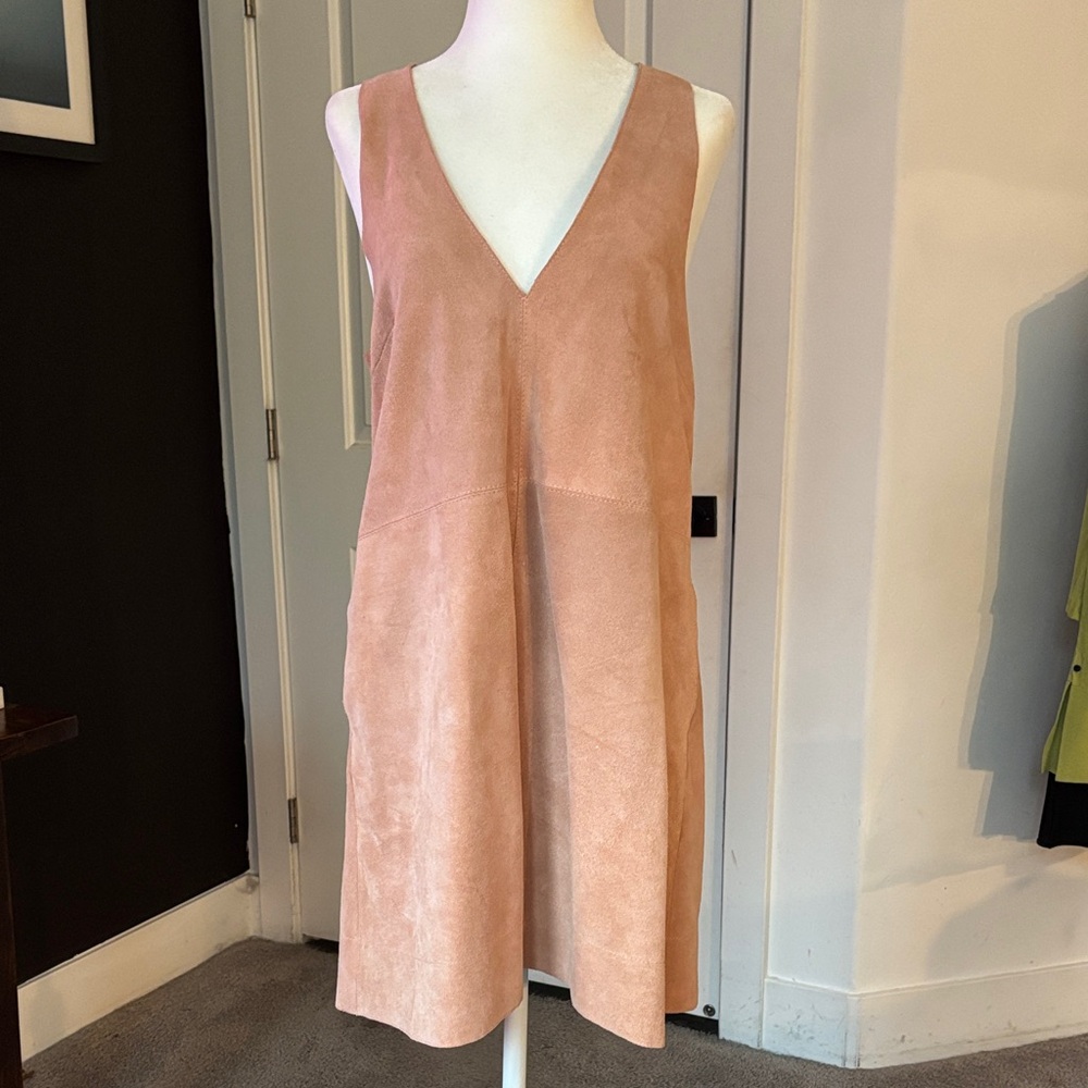 *Vintage FREE PEOPLE Pink SUEDE Sleeveless Dress